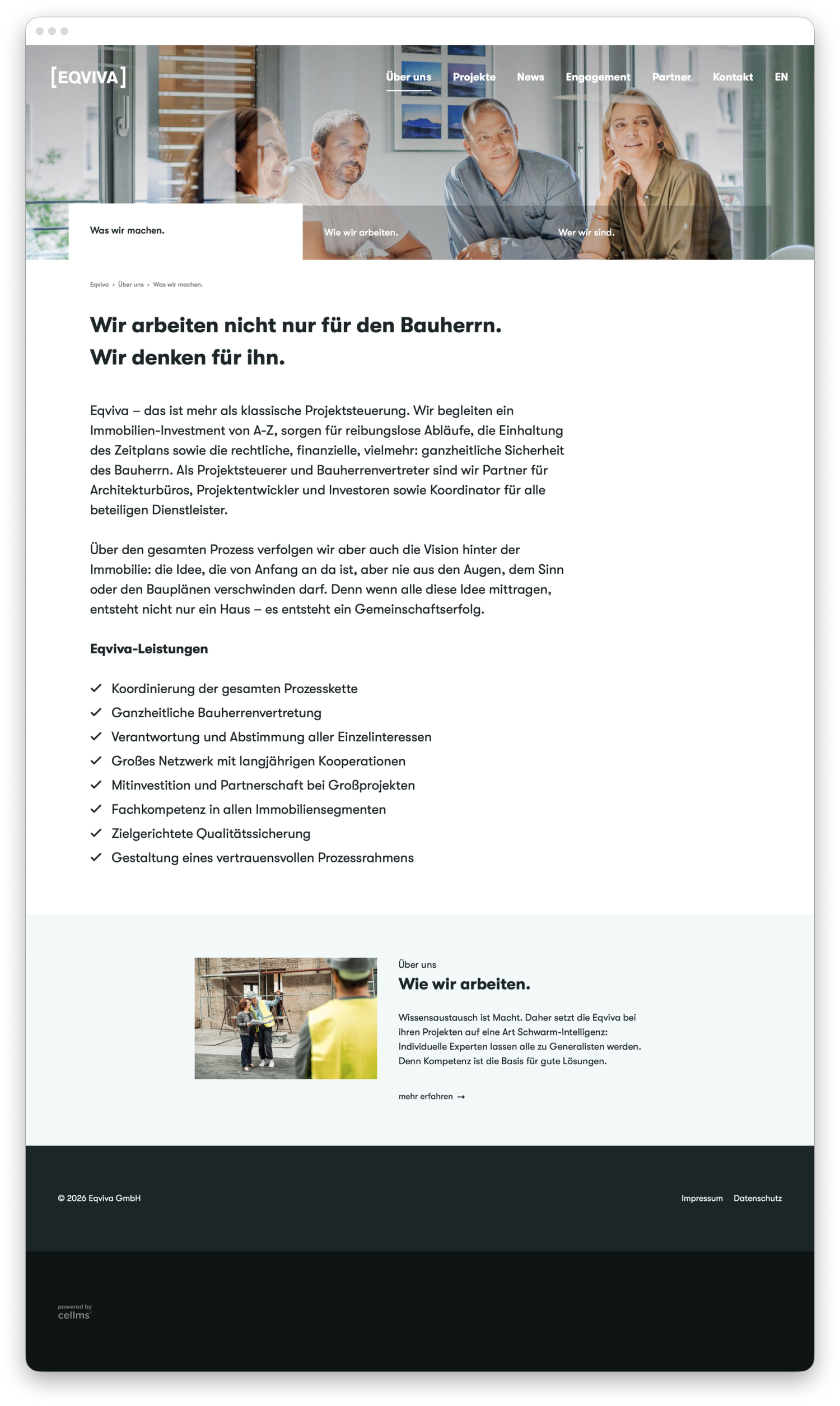 Screenshot der Über uns eqiva.de