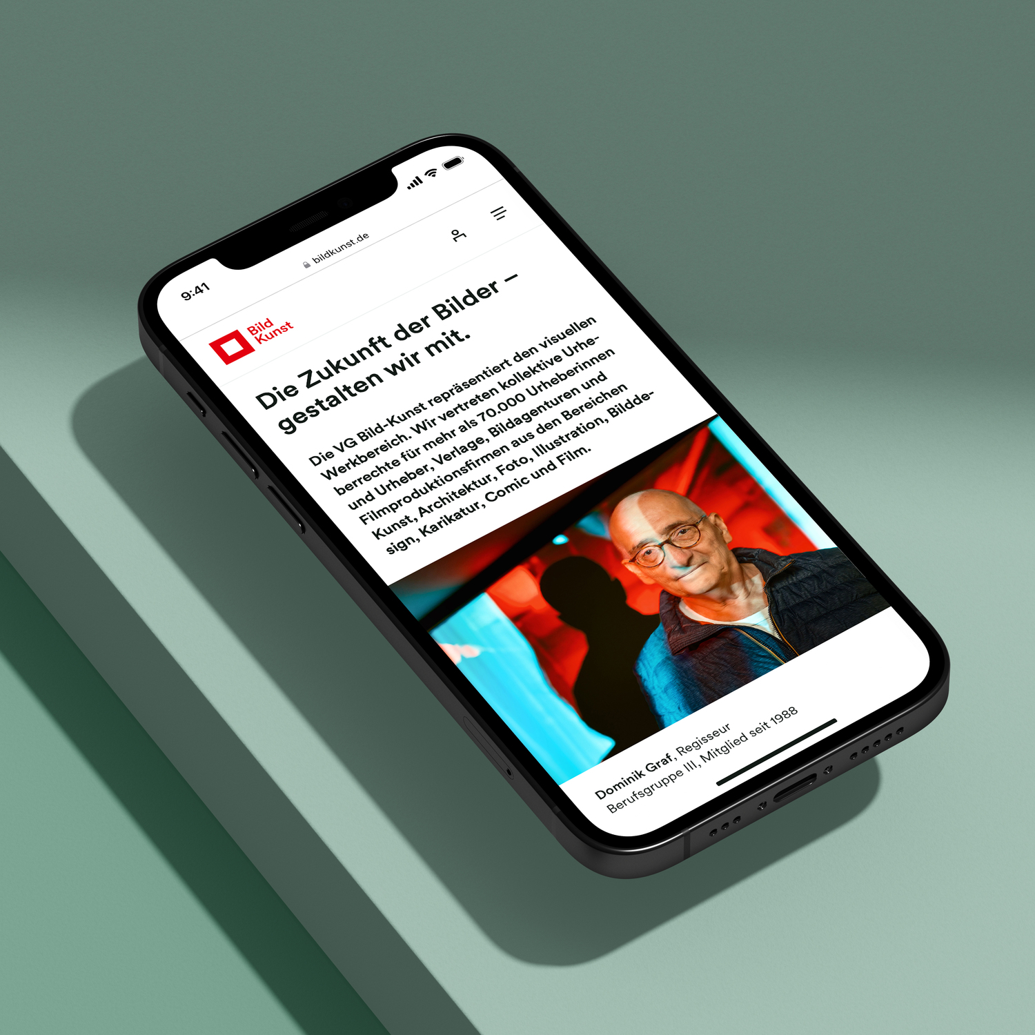 Mobile Website UI/UX der VG Bild-Kunst