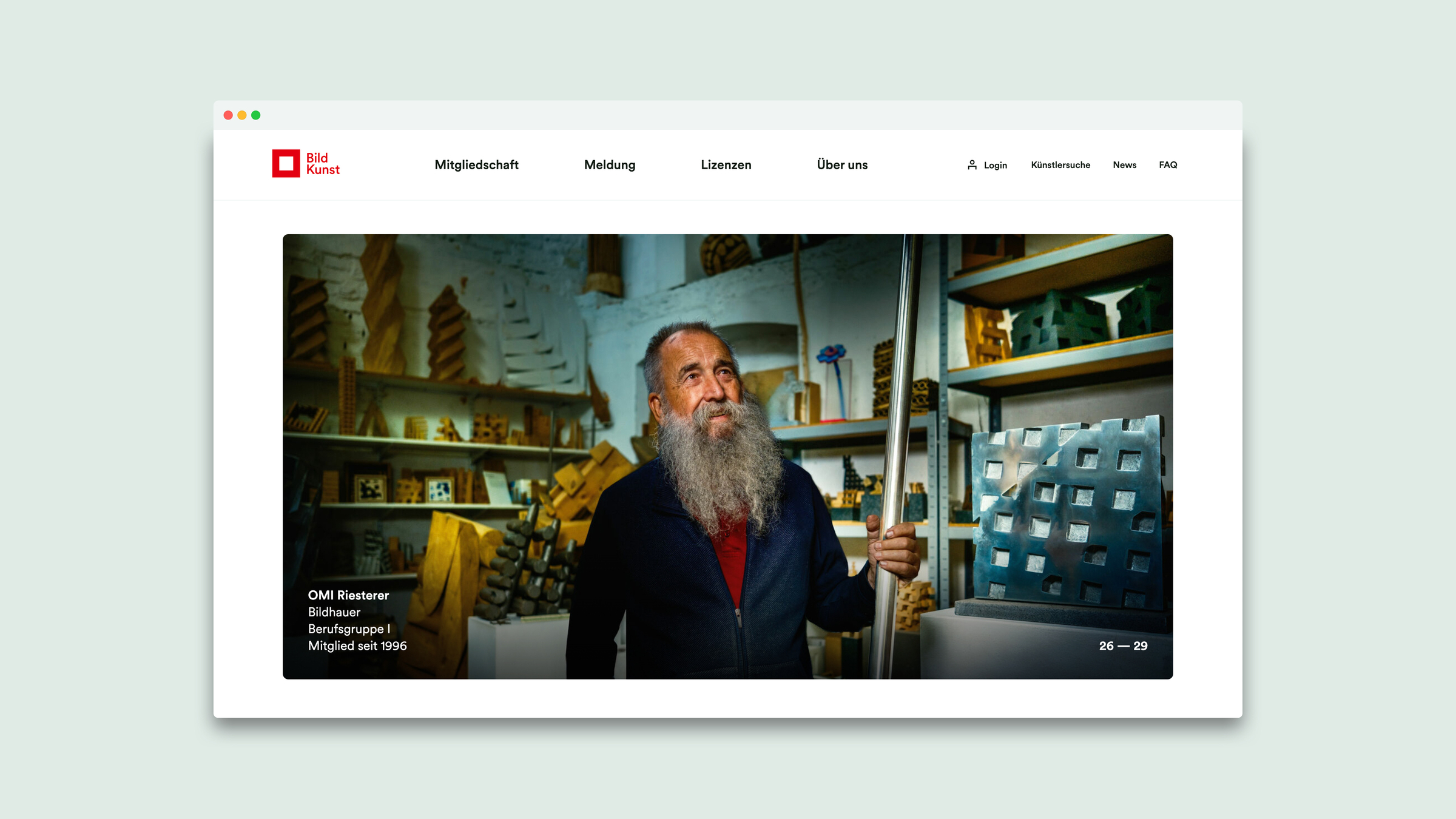 Website UI/UX der VG Bild-Kunst
