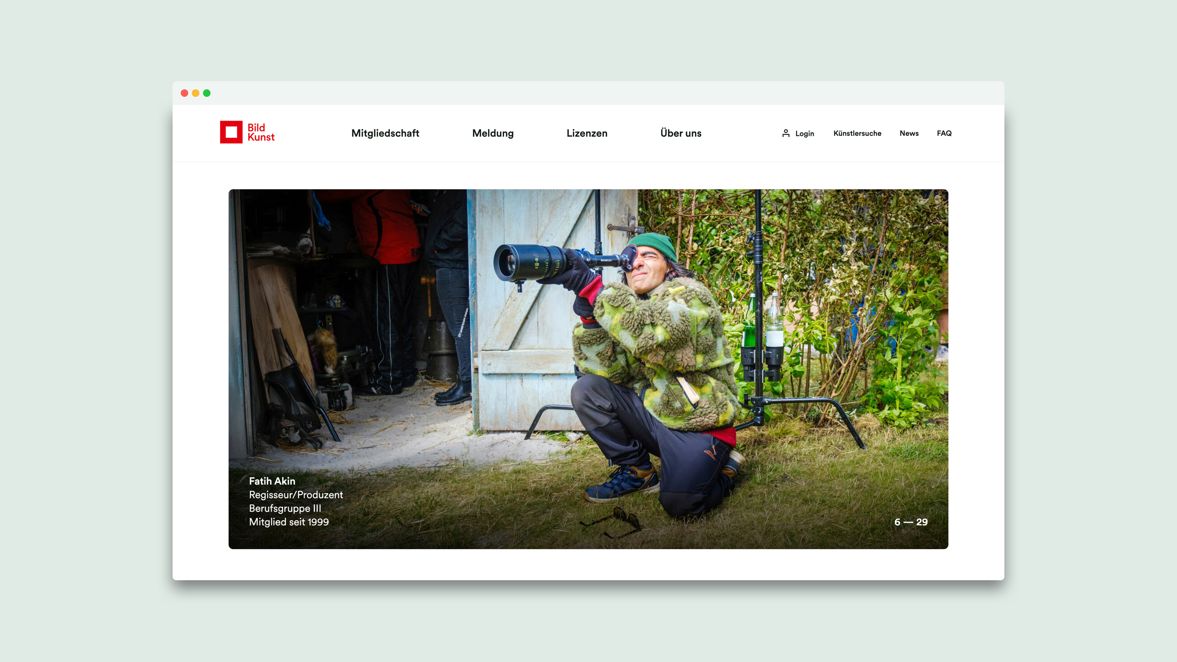 Website UI/UX der VG Bild-Kunst