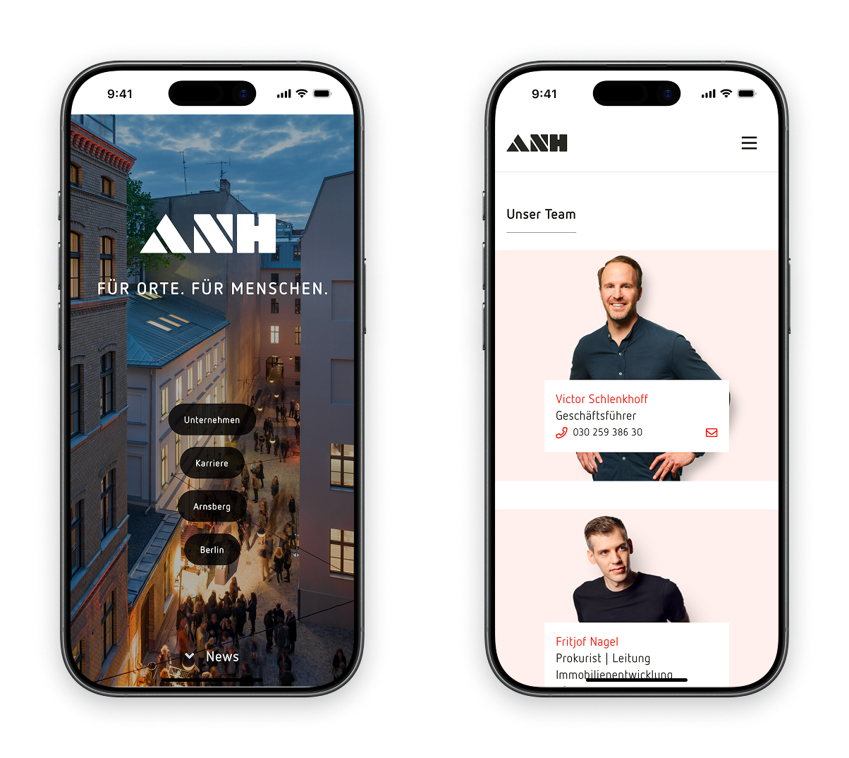 ANH Website UI Screens