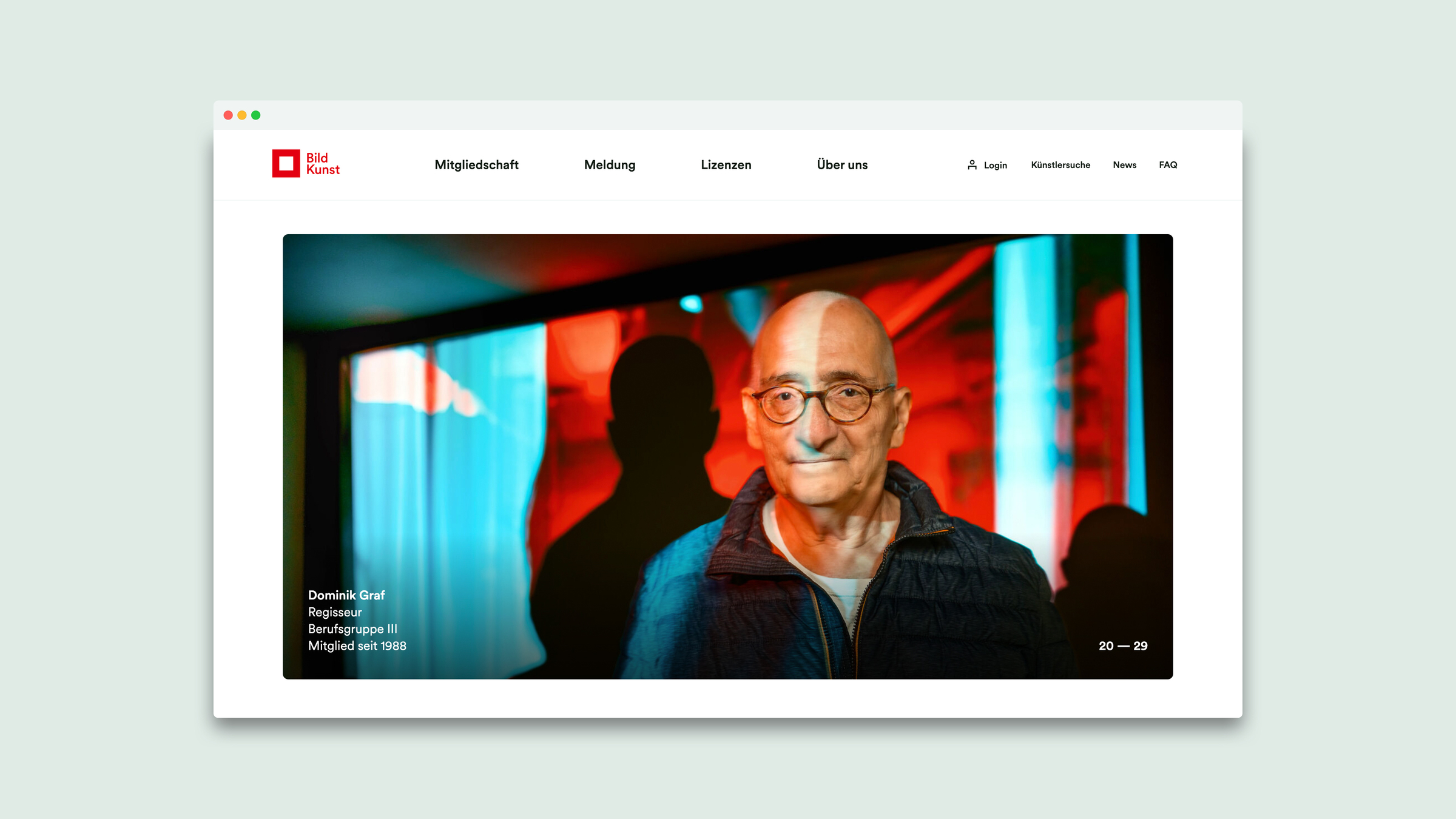 Website UI/UX der VG Bild-Kunst