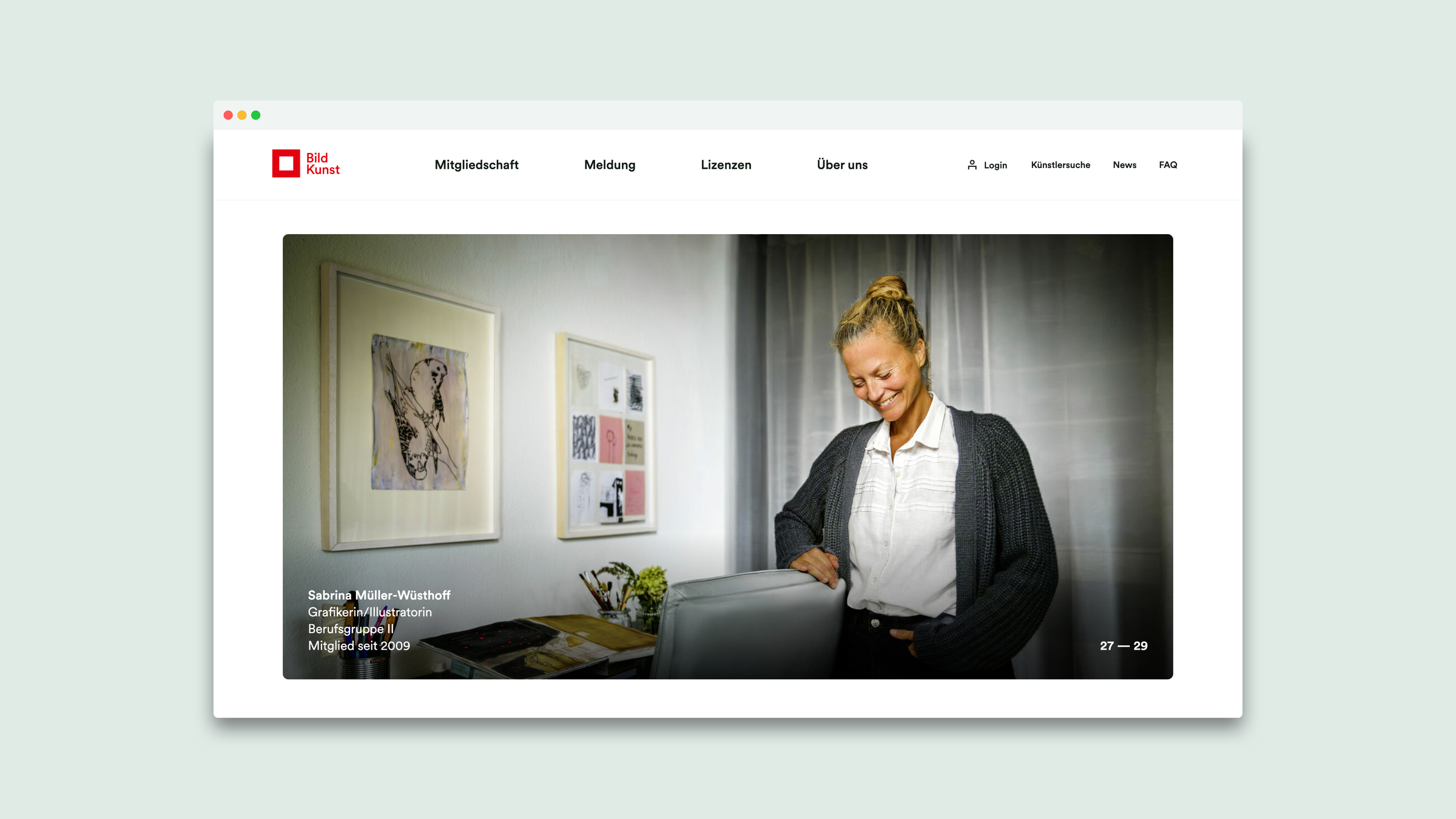 Website UI/UX der VG Bild-Kunst