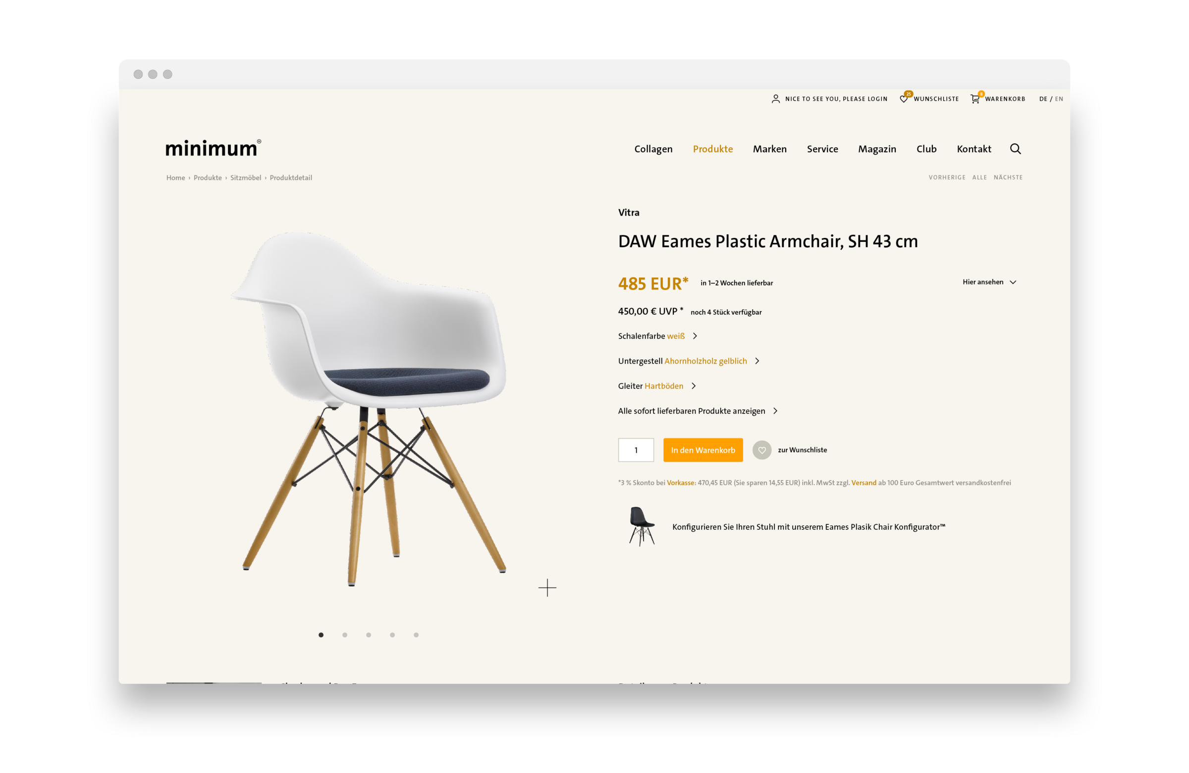 Webshop UI UX für minimum einrichten