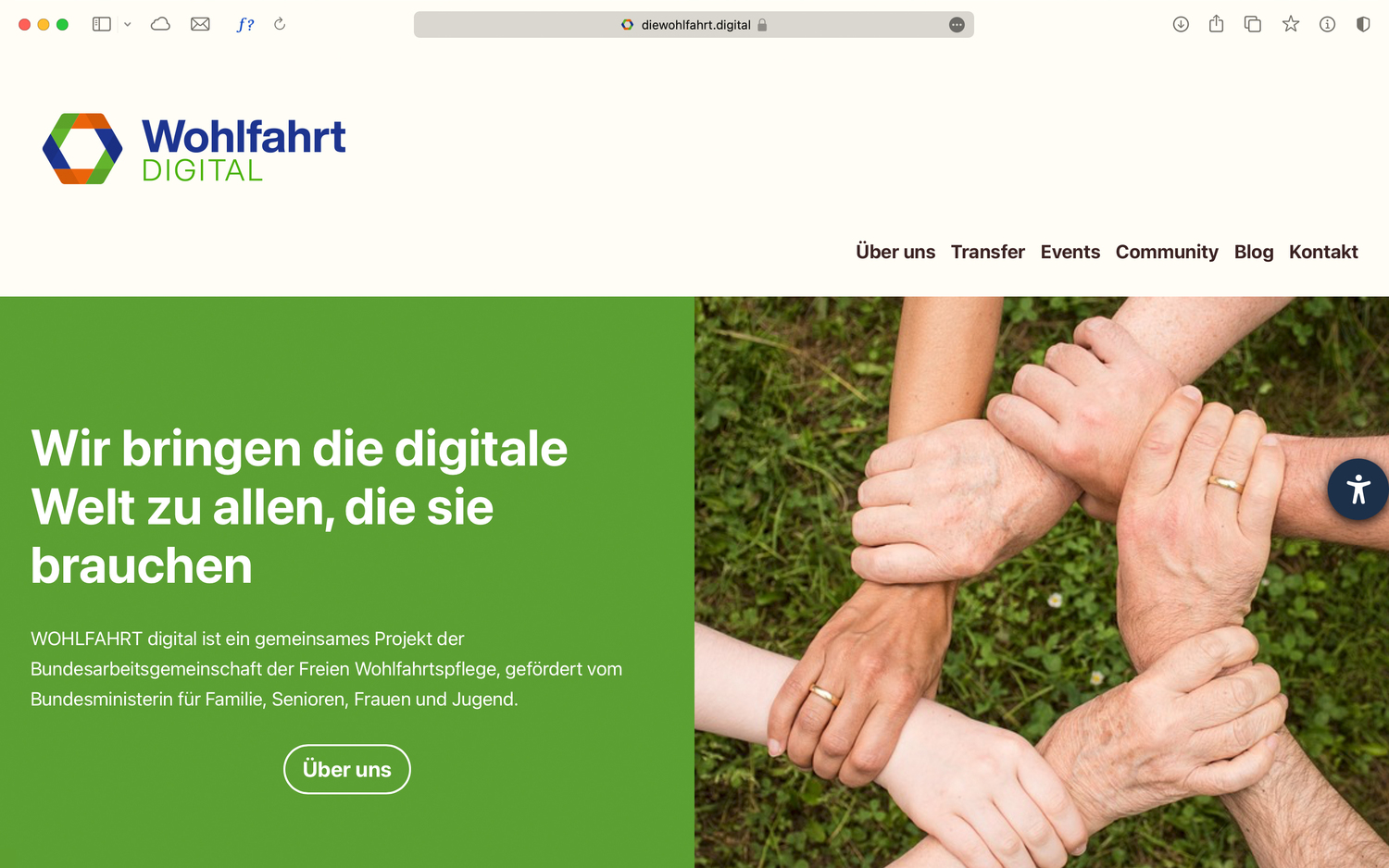 Neugestaltung der Wohlfahrt digital Website