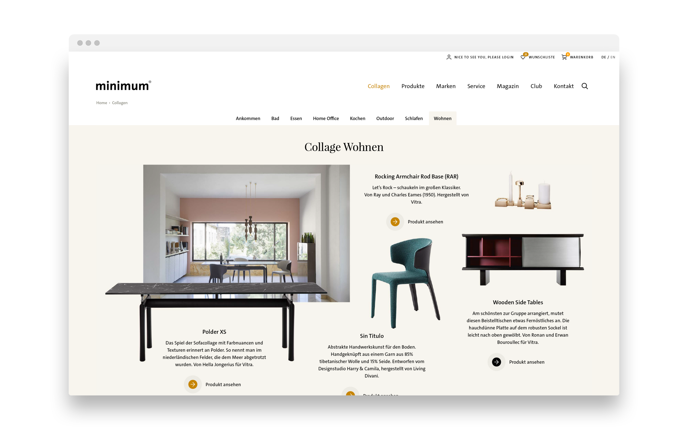 Webshop UI UX für minimum einrichten